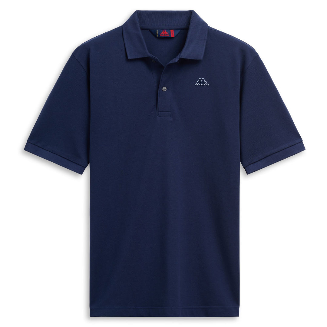 Polo de algodón azul de corte clásico para hombre 01