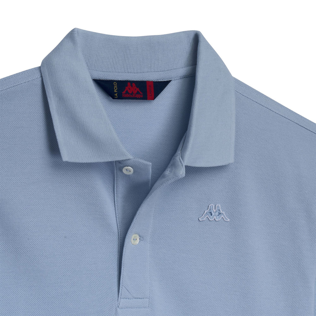 Polo bleu en coton coupe classique pour homme main