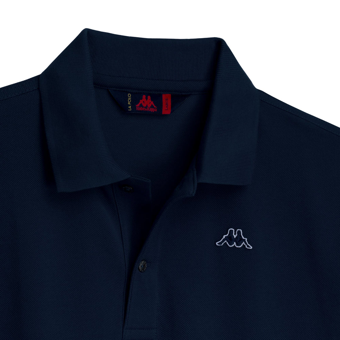 Polo bleu en coton coupe classique pour homme main