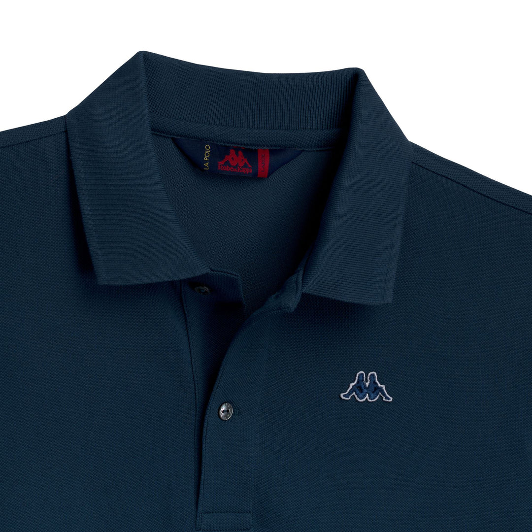 Polo bleu en coton coupe classique pour homme main