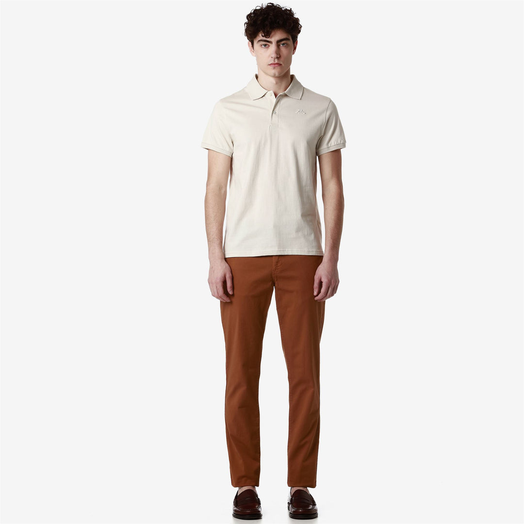 Beige Grey Men's Classic Cotton Polo Shirt with Short Sleeves main