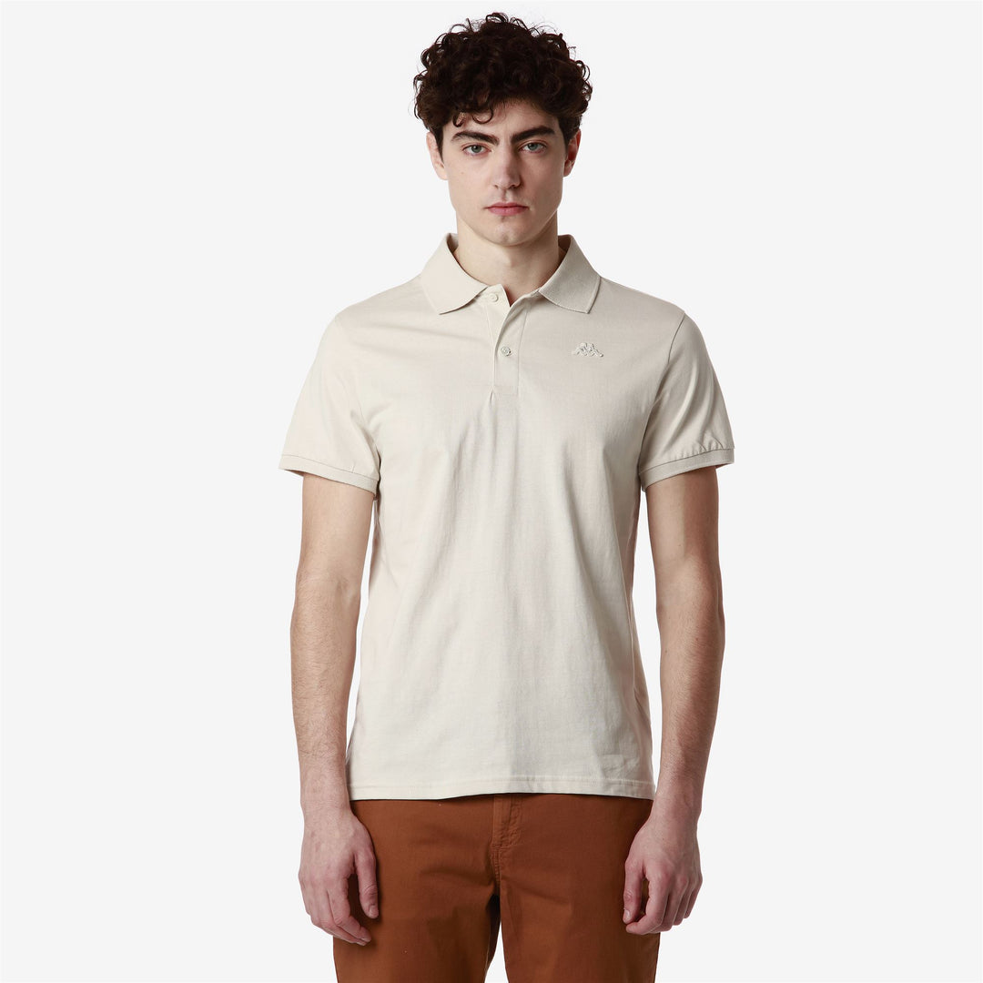 Beige Grey Men's Classic Cotton Polo Shirt with Short Sleeves main