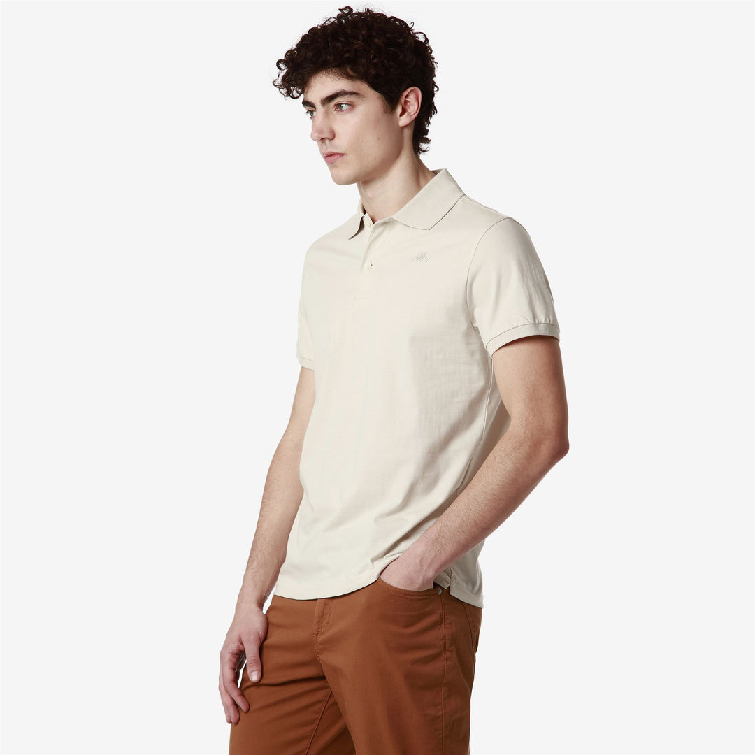 Beige Grey Men's Classic Cotton Polo Shirt with Short Sleeves main