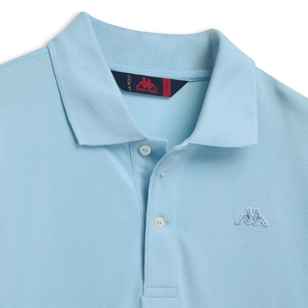 Polo bleu en coton coupe classique pour homme main