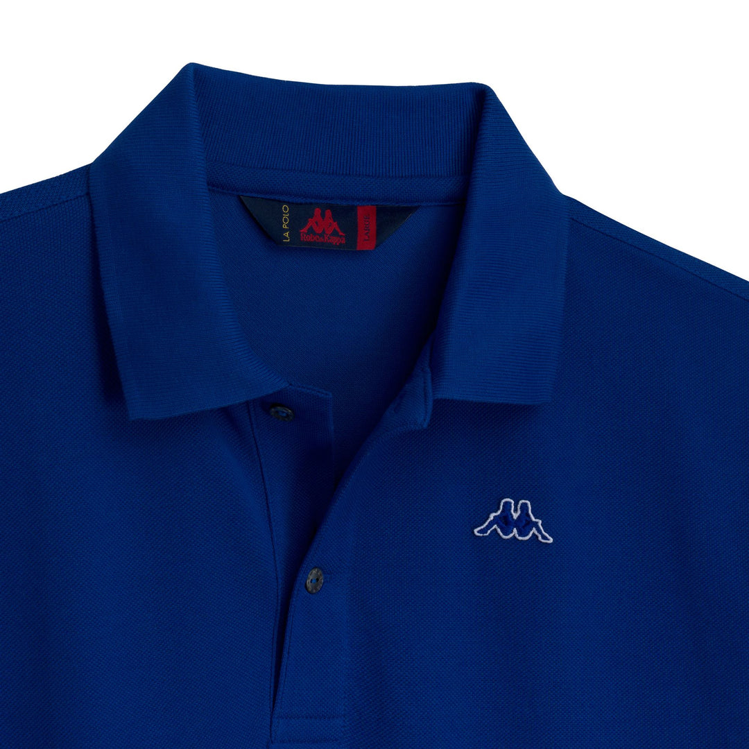 Polo bleu en coton coupe classique pour homme main