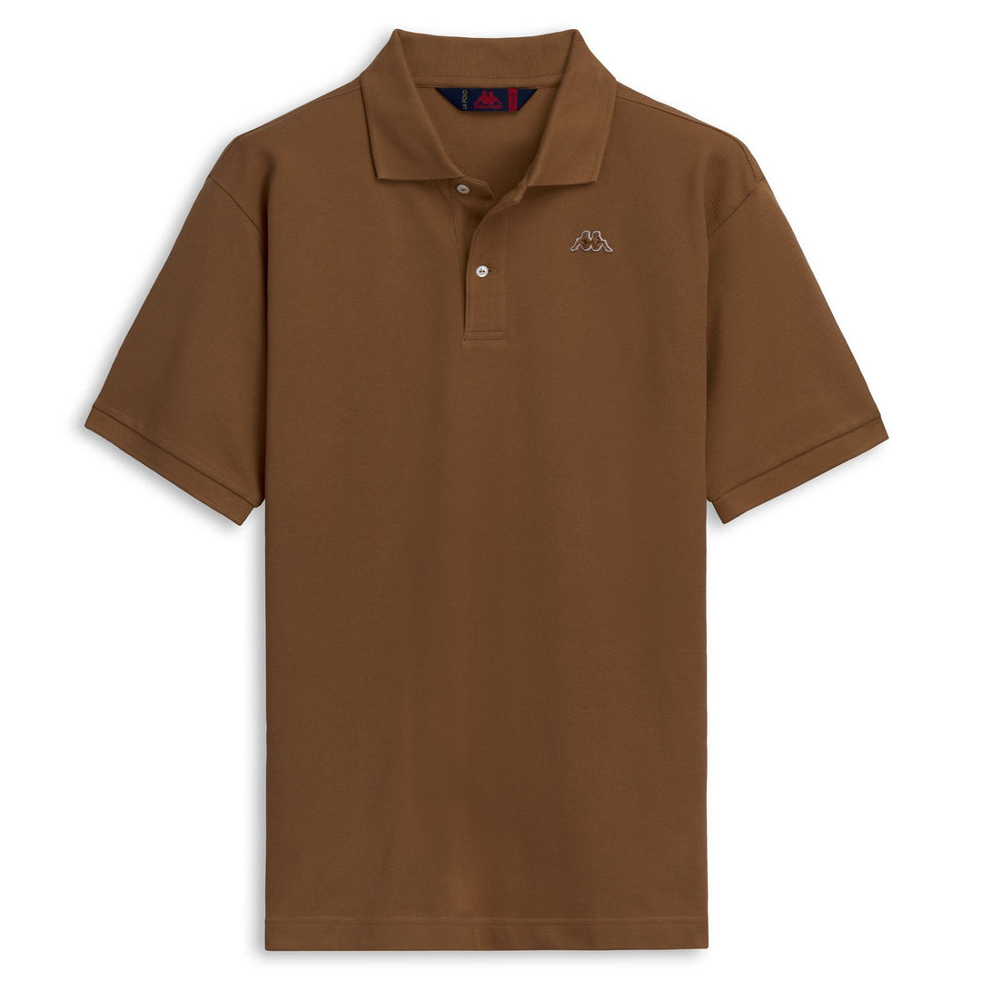 Polo en coton marron pour homme, coupe classique main
