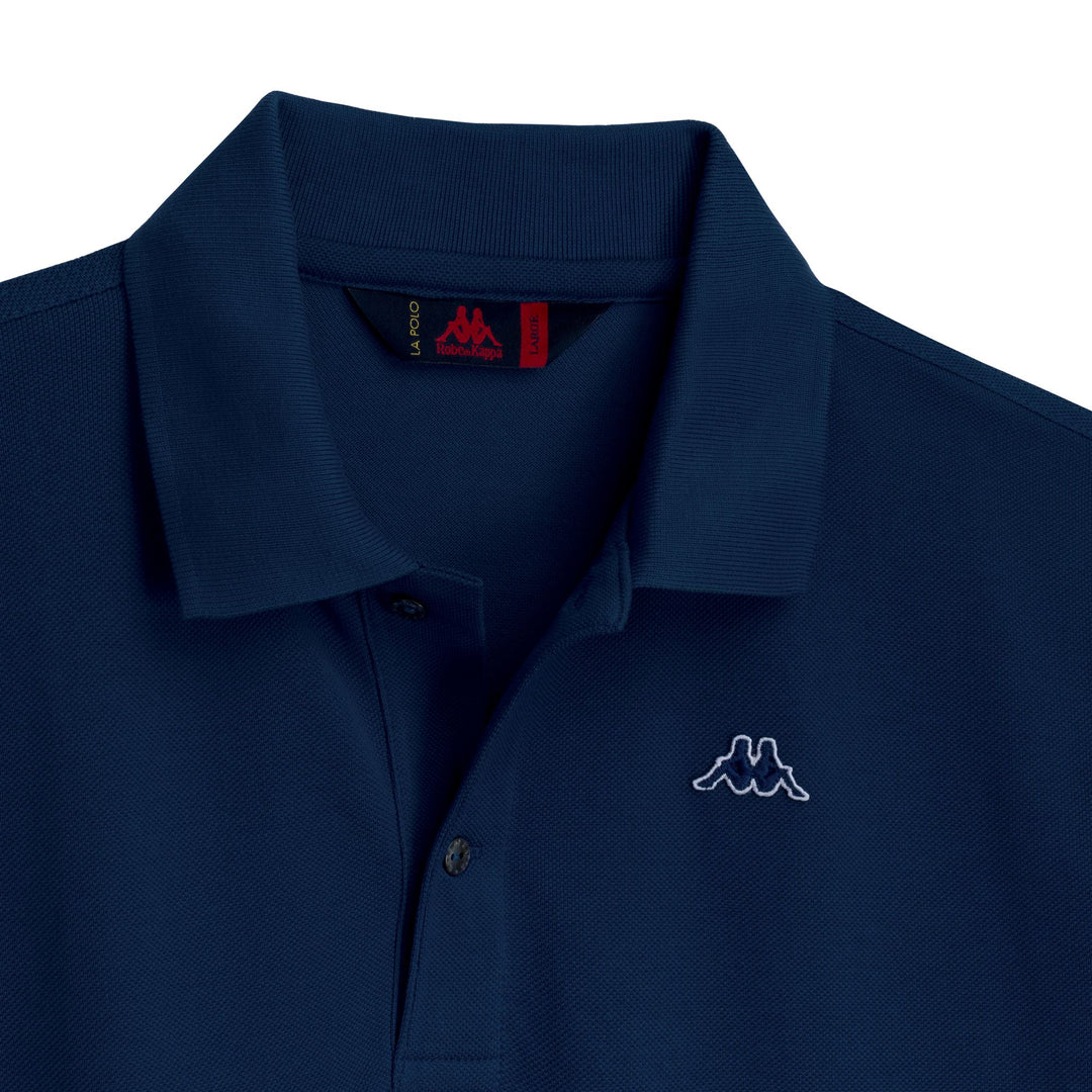 Polo bleu en coton coupe classique pour homme main