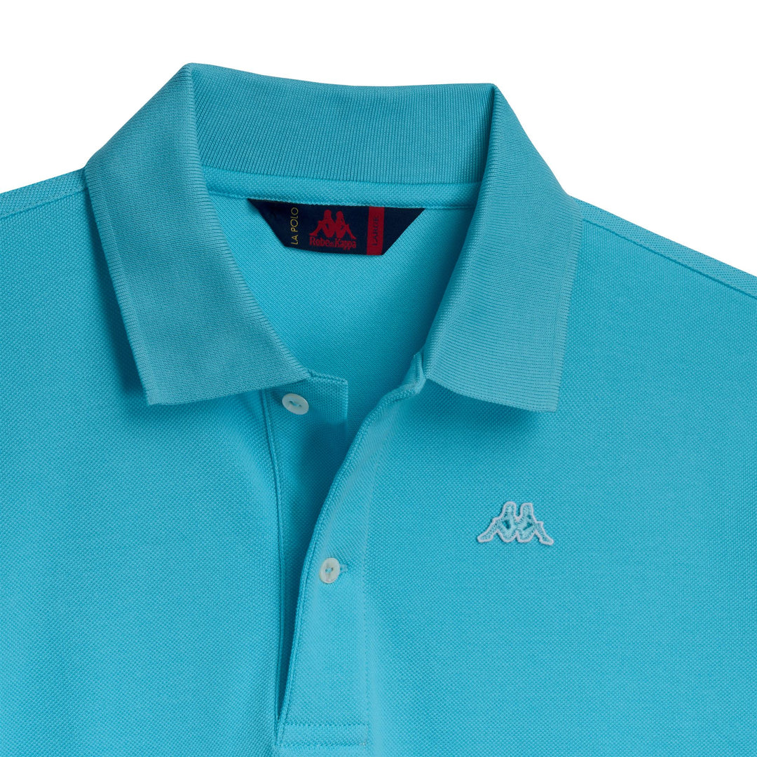 Polo bleu en coton coupe classique pour homme main