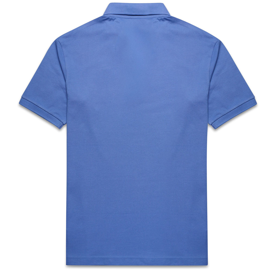 Polo bleu à manches courtes en coton, coupe classique, pour homme main