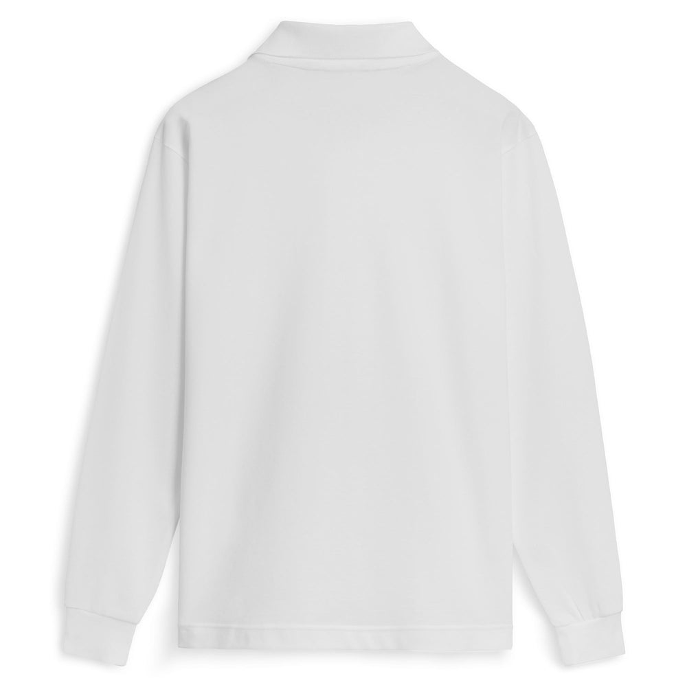 White Men's Classic Fit Cotton Long Sleeve Polo Shirt 02