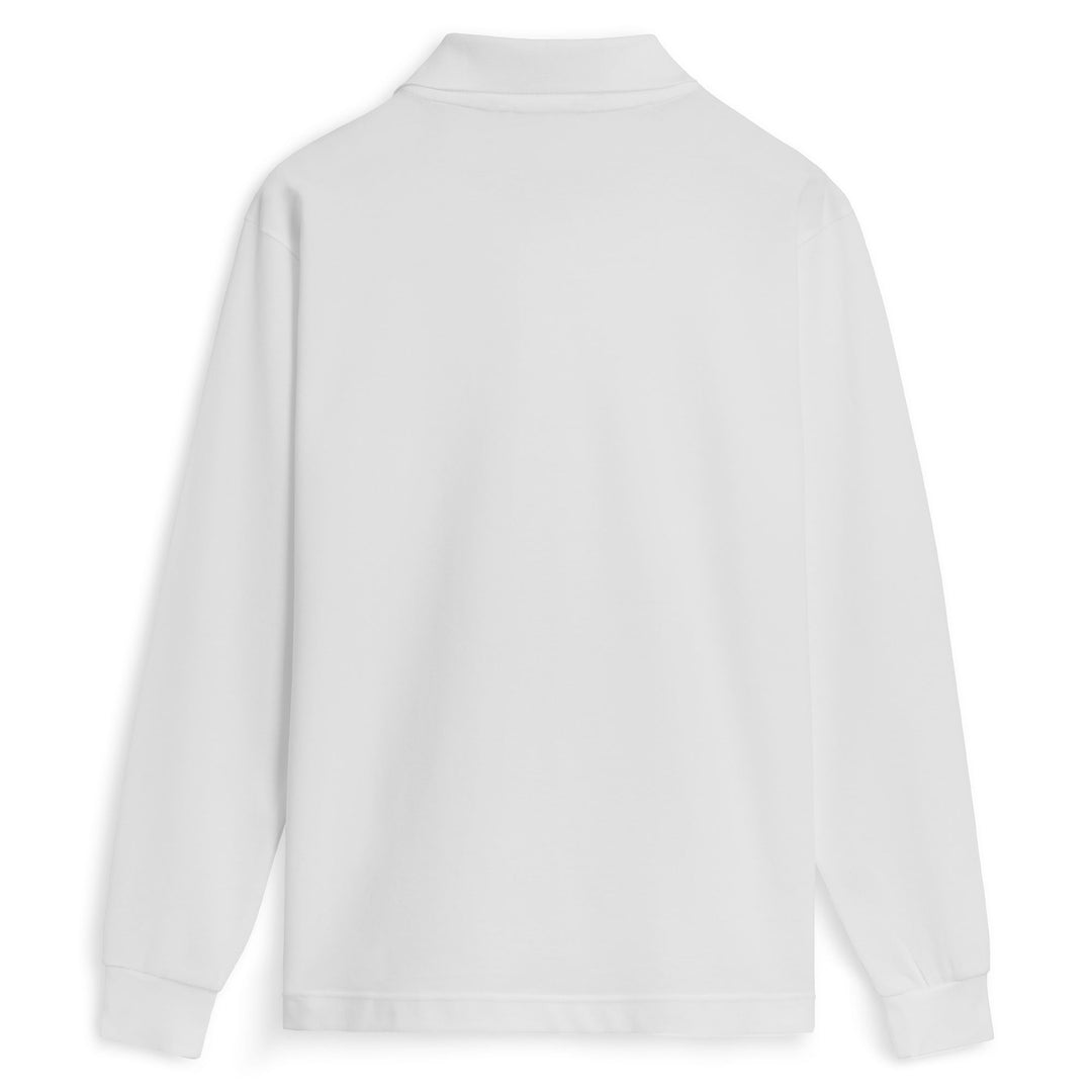 Polo de algodón de manga larga blanco de corte clásico para hombre main