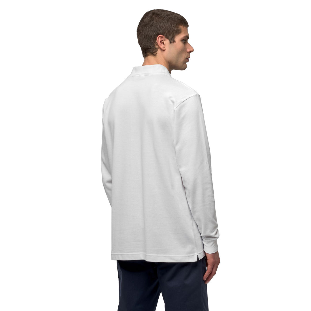 Polo de algodón de manga larga blanco de corte clásico para hombre main