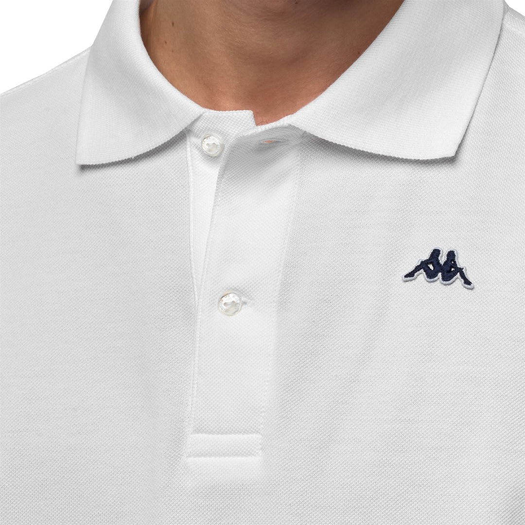 Polo blanc à manches longues en coton, coupe classique, pour homme main