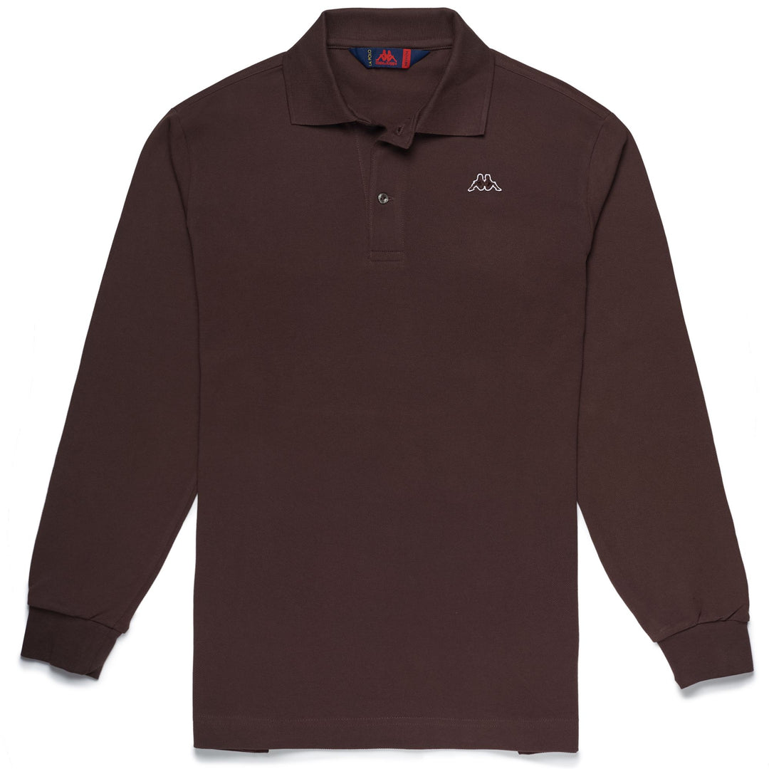 Polo de algodón de manga larga para hombre de corte clásico color marrón 01