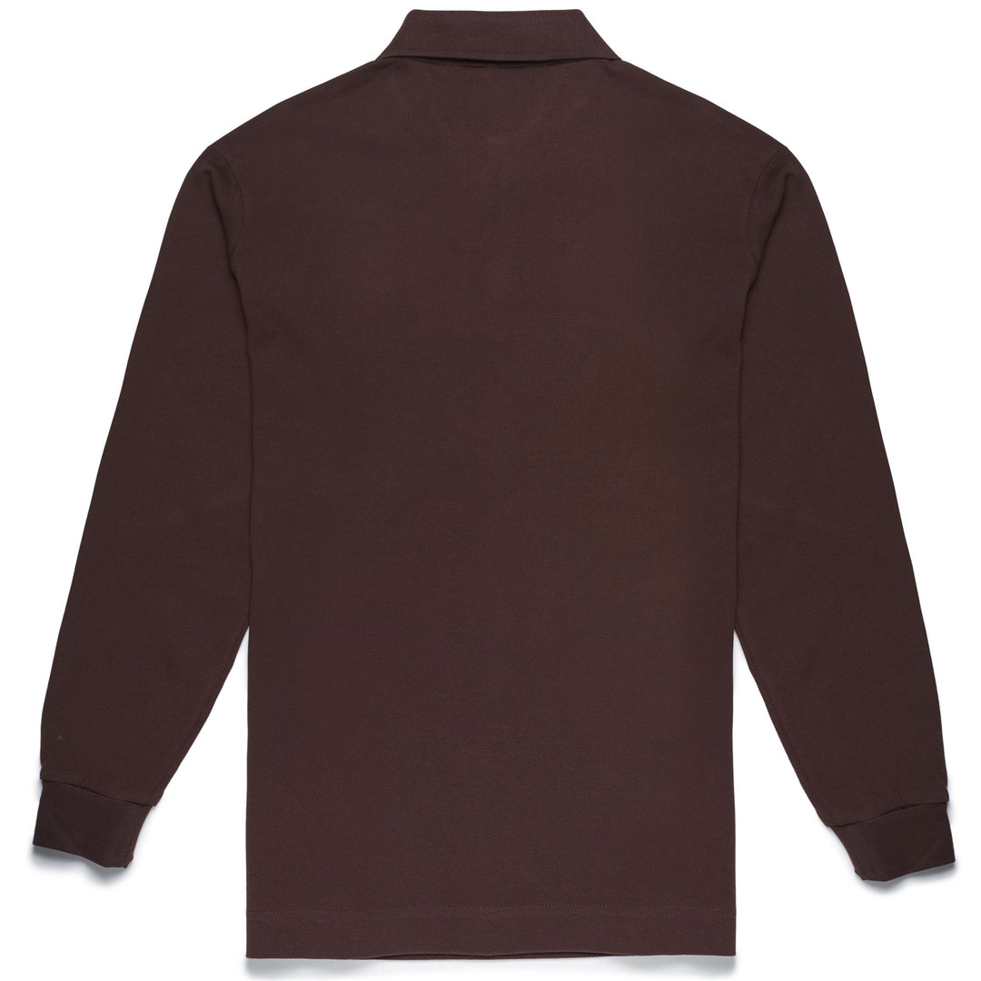 Polo en coton marron à manches longues et coupe classique pour homme main