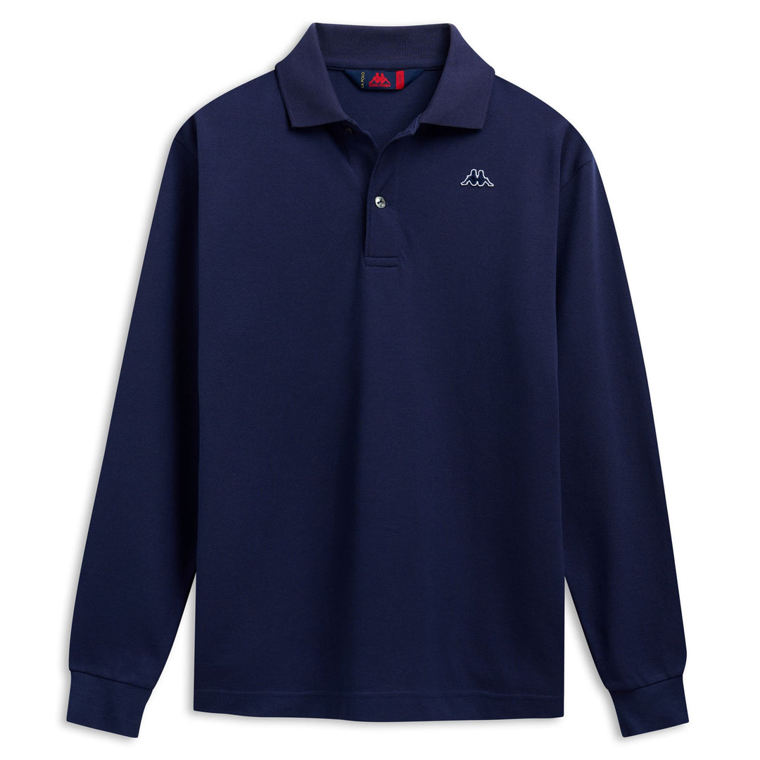Men's Blue Classic Fit Long Sleeve Cotton Polo Shirt 01