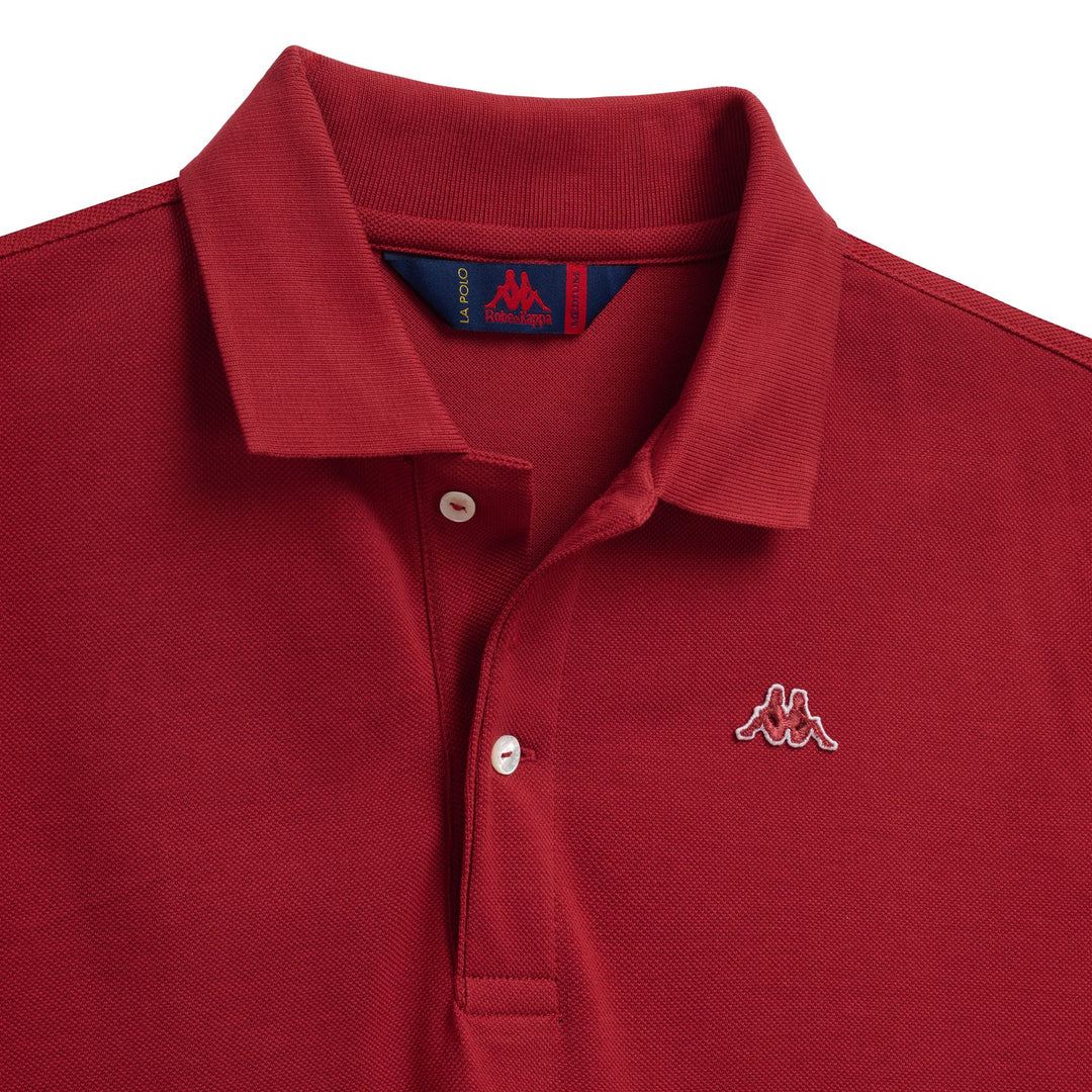 Polo da uomo in cotone marrone con vestibilità classica e maniche lunghe main