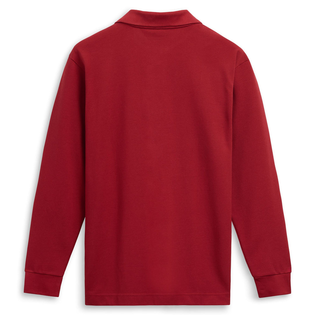 Polo da uomo in cotone marrone con vestibilità classica e maniche lunghe main