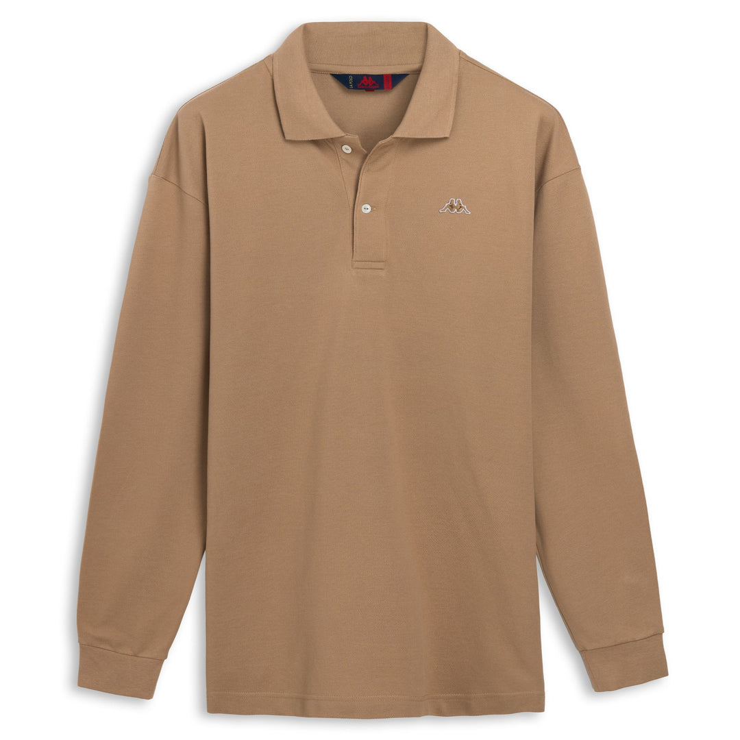 Brown Men's Classic Fit Long Sleeve Cotton Polo Shirt 01