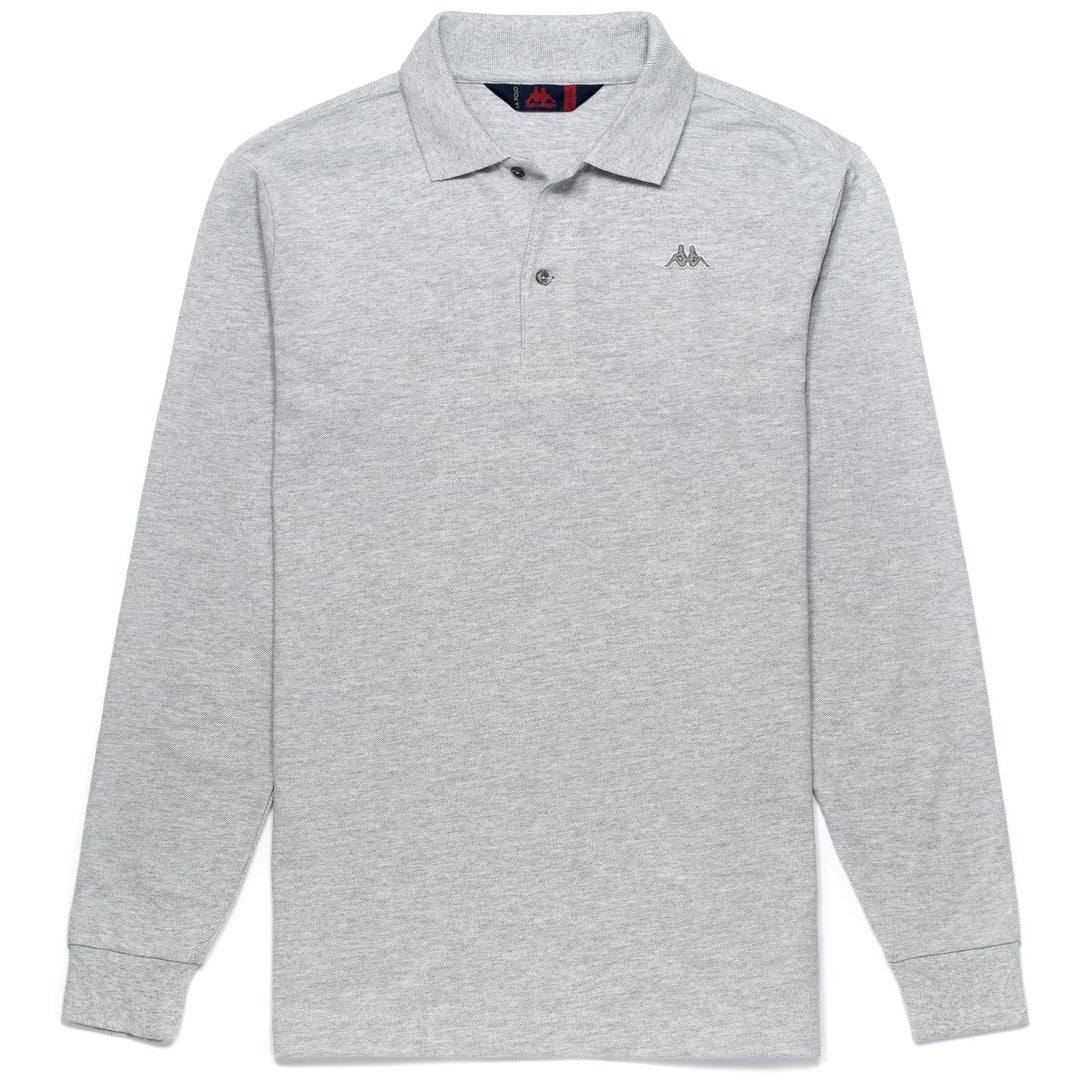 Grey Men's Classic Cotton Long Sleeve Polo Shirt 01