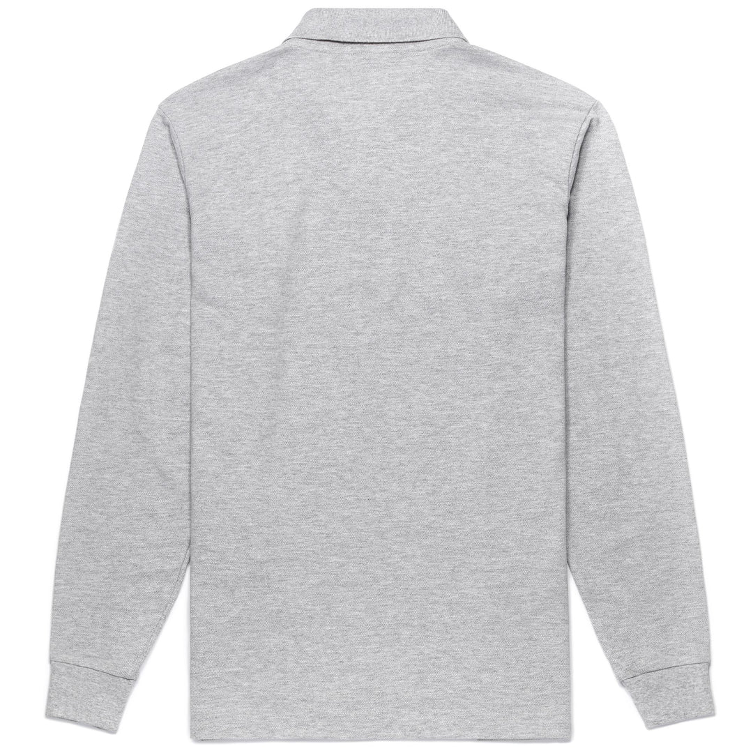 Polo gris à manches longues en coton, coupe classique, pour homme main
