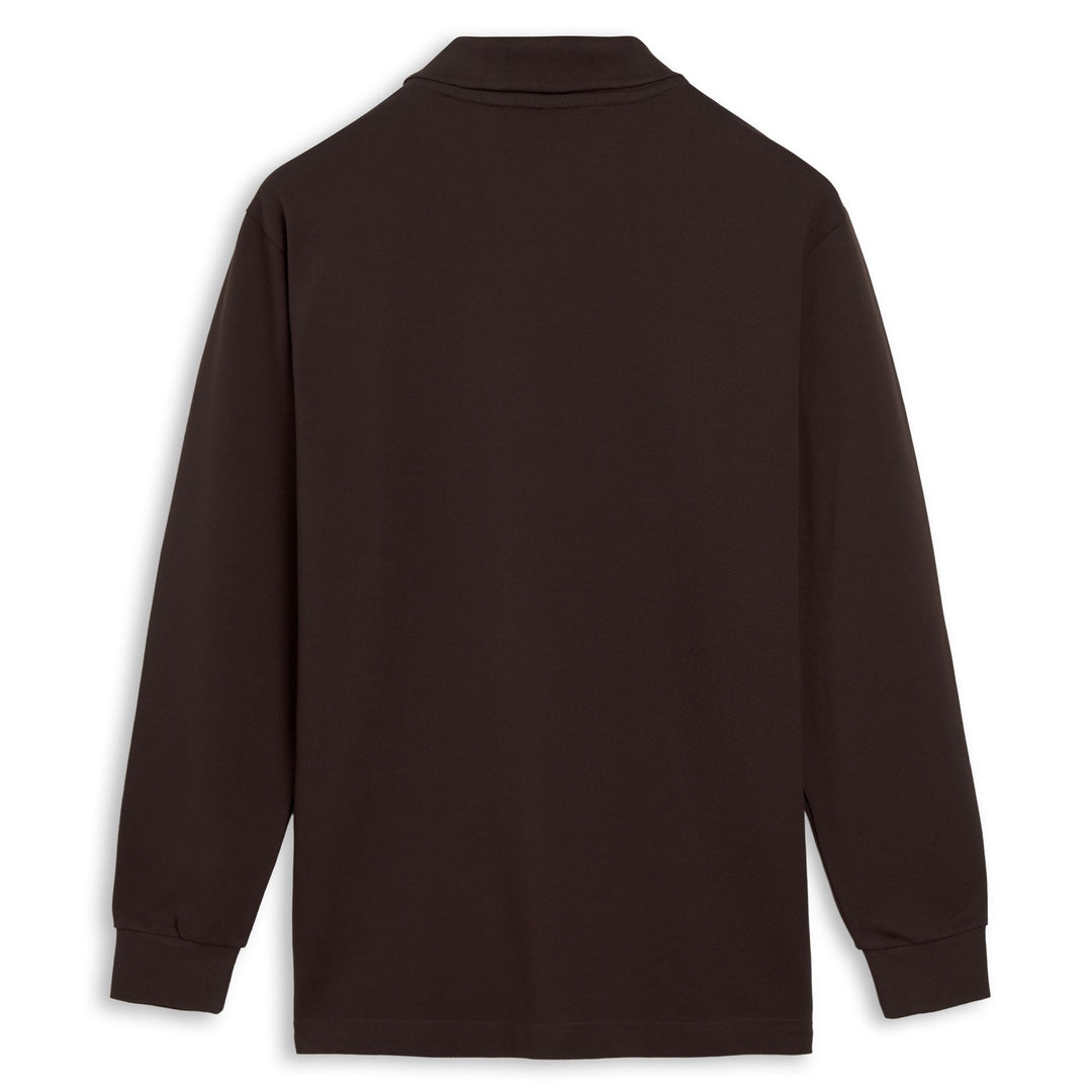 Polo da uomo a maniche lunghe in cotone, vestibilità classica, colore marrone. main