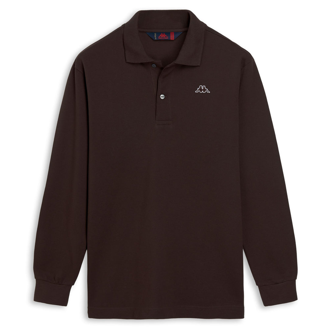 Brown Men's Classic Fit Long Sleeve Cotton Polo Shirt 01