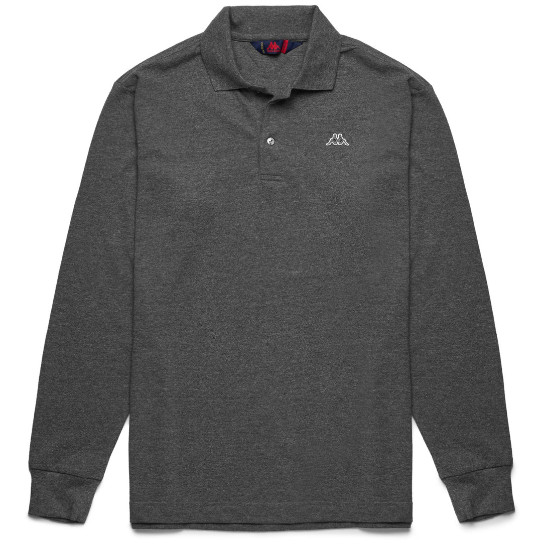 Grey Men's Classic Fit Long Sleeve Cotton Polo Shirt 01