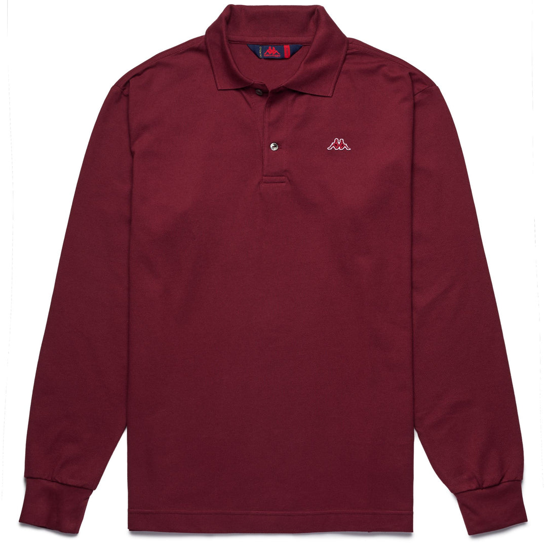 Red Men's Classic Cotton Polo Shirt with Long Sleeves 01