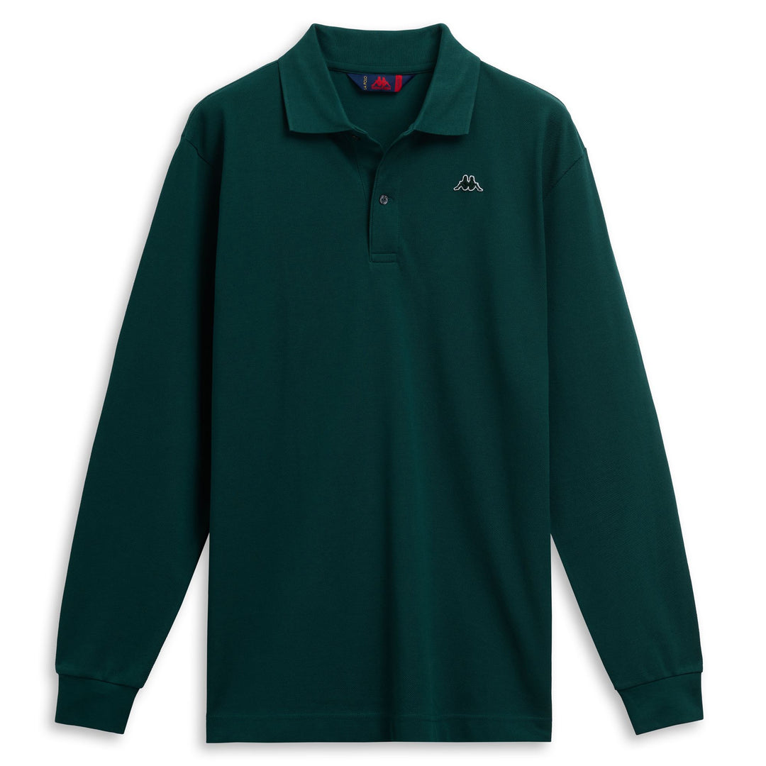 Polo da uomo a maniche lunghe in cotone vestibilità classica colore verde 01