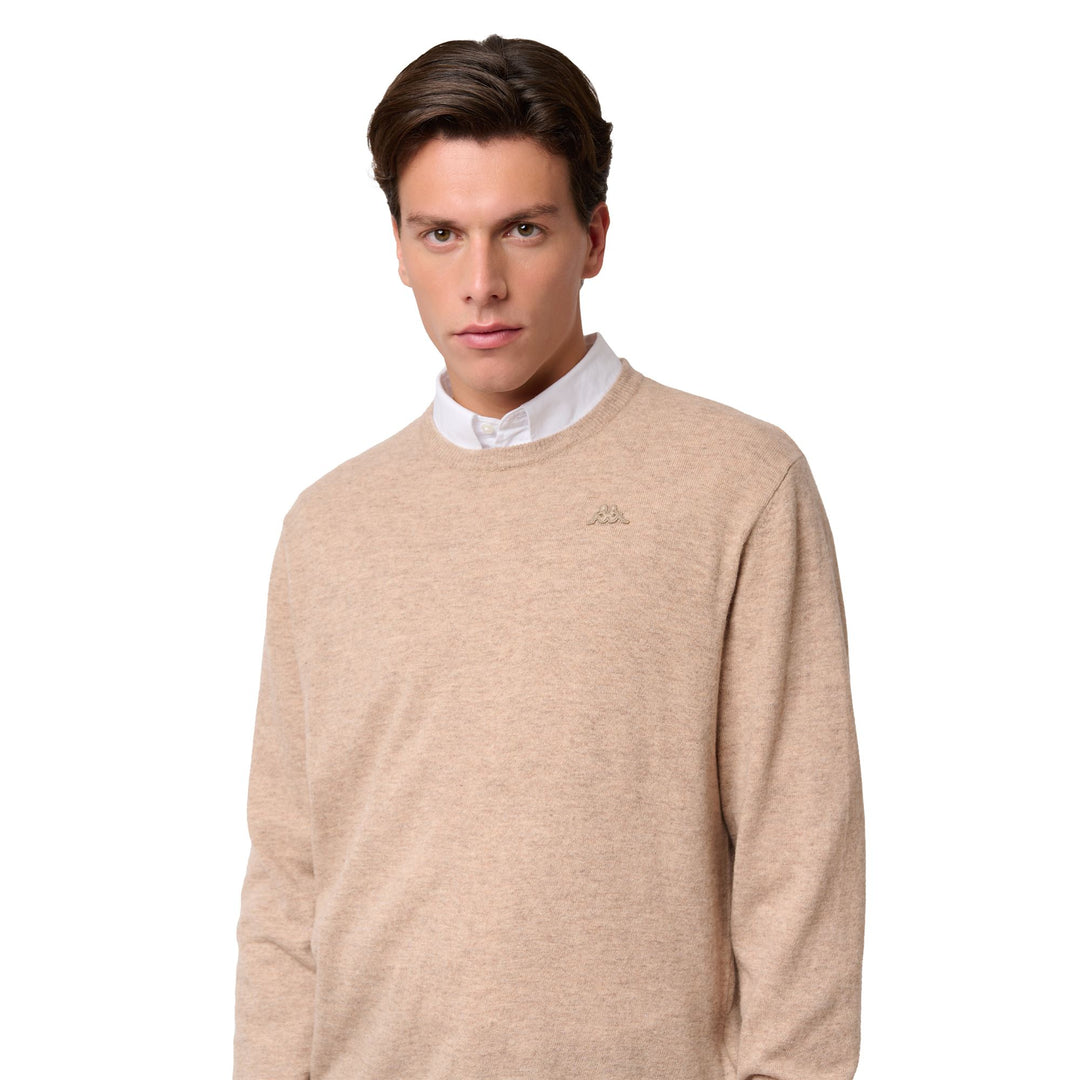 Beige Men's Classic Fit Lambswool Pullover Knitwear main