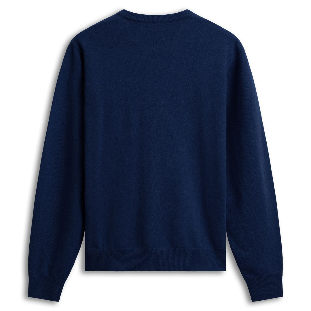 Pull en laine bleu pour homme, coupe classique main
