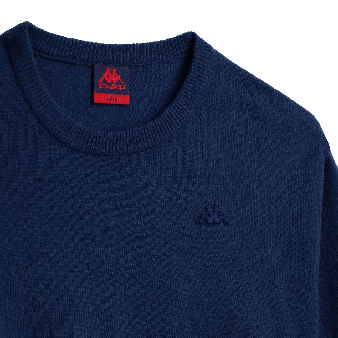 Pull en laine bleu pour homme, coupe classique main