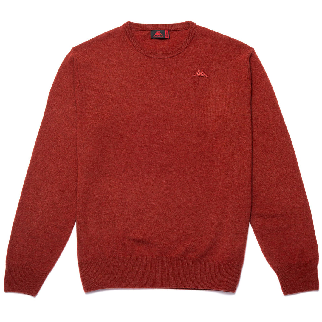 Pullover Classico da Uomo in Lambswool Rosso Marrone 01
