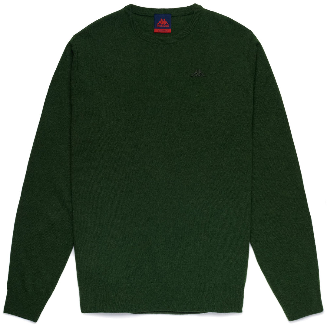 Jersey clásico de punto verde perejil para hombre en lana de cordero 01