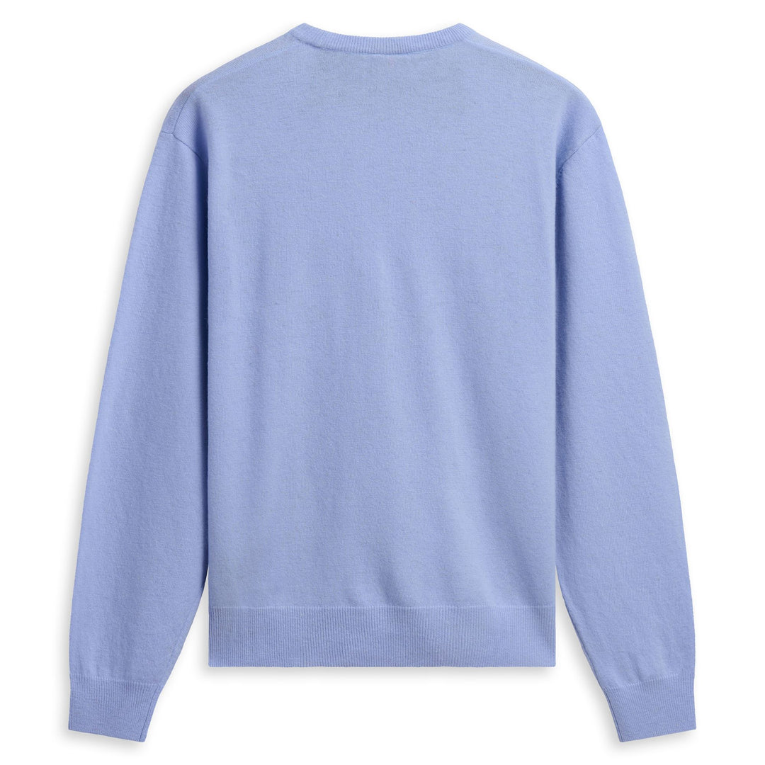 Maglione da uomo in lana d'agnello blu azzurro con vestibilità classica main