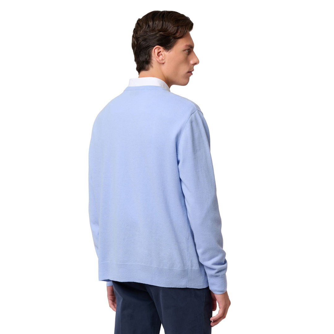 Maglione da uomo in lana d'agnello blu azzurro con vestibilità classica main