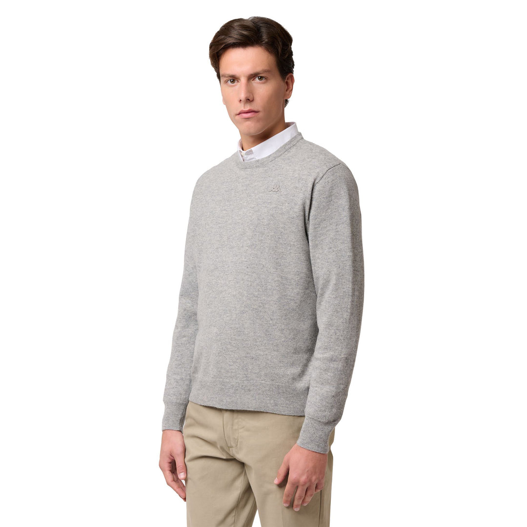 Maglione in misto lana d'agnello grigio da uomo 01
