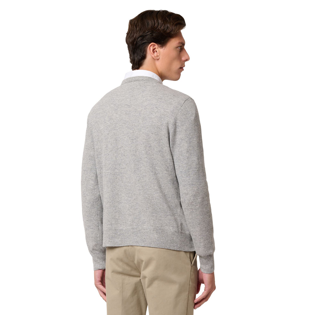 Jersey de punto de mezcla de lana de cordero gris para hombre main