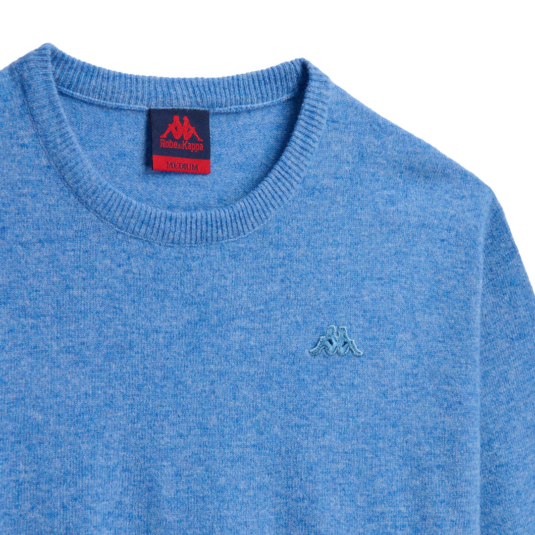 Pull en laine bleu pour homme, coupe classique main