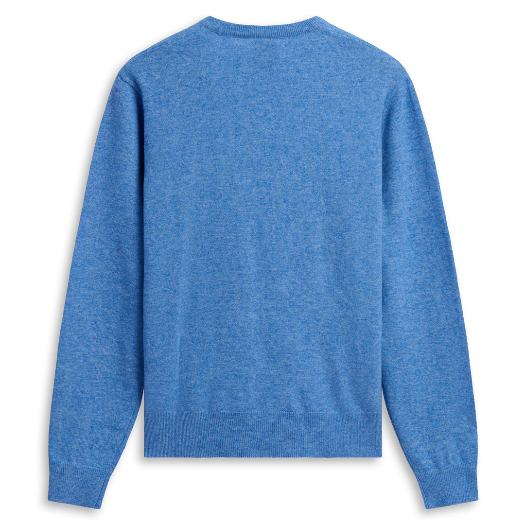 Maglione da uomo in lana d'agnello blu fumo con vestibilità classica main