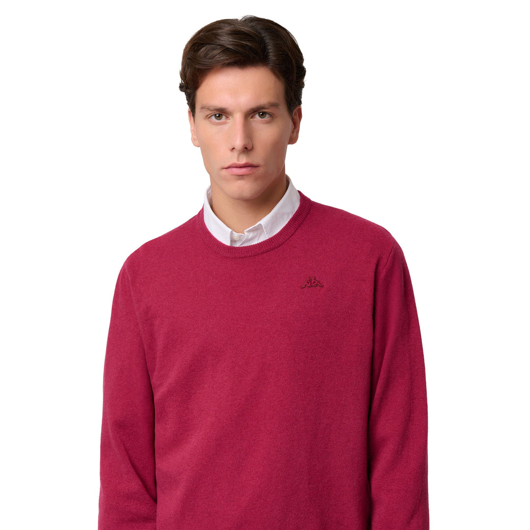 Maglione in lana d'agnello rosso da uomo, vestibilità classica main