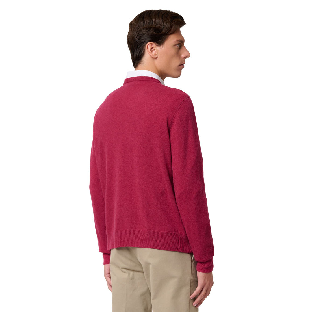 Maglione in lana d'agnello rosso da uomo, vestibilità classica main