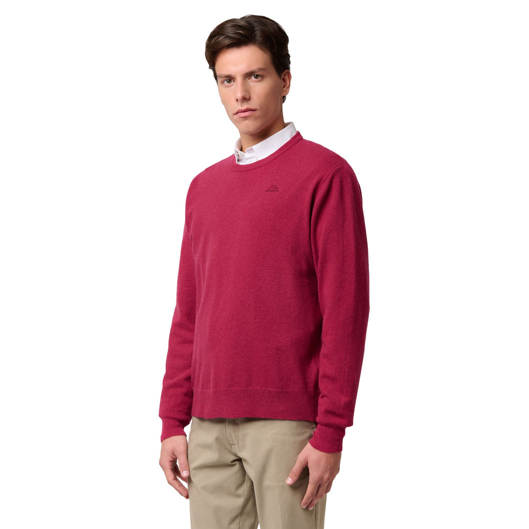 Maglione in lana d'agnello rosso da uomo, vestibilità classica 01