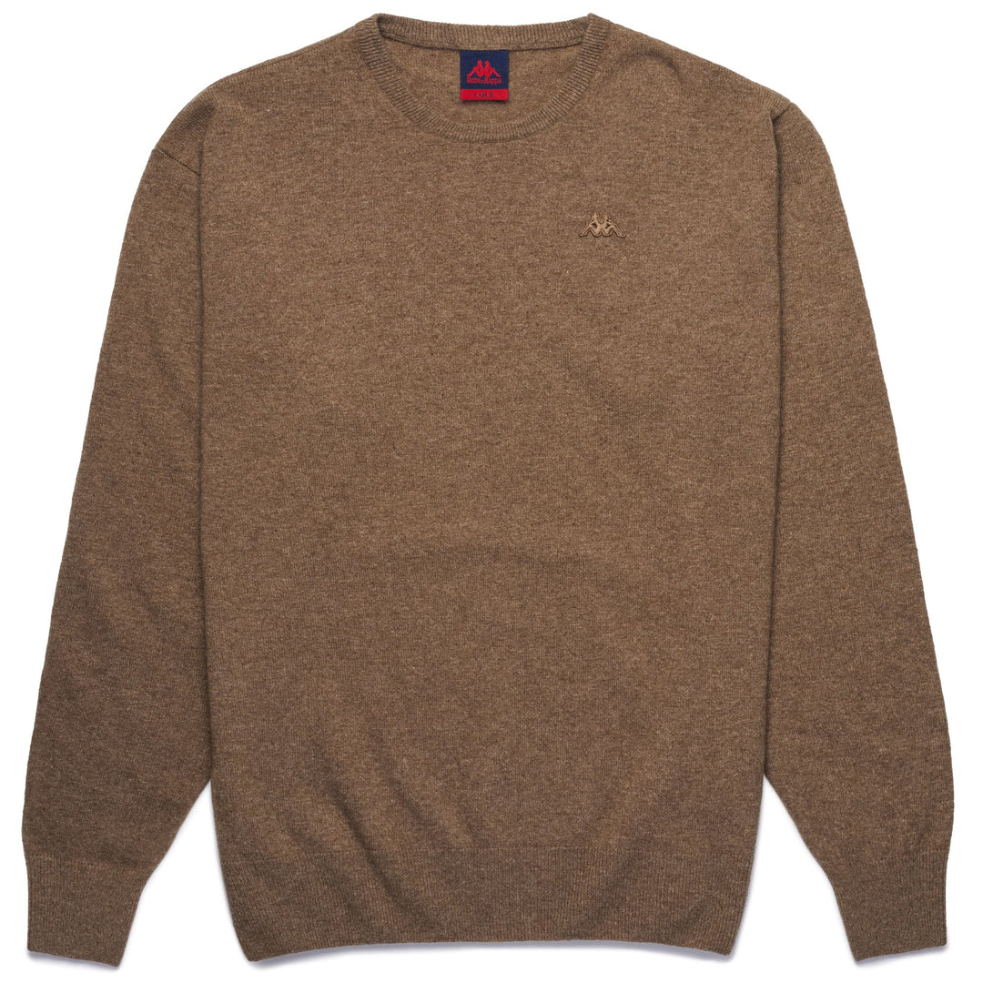 Pullover Classico da Uomo in Mistura di Lambswool Marrone 01