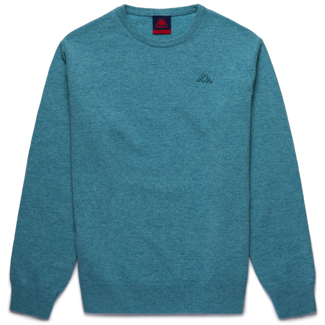 Maglione Classico da Uomo in Mistura di Lambswool Blu Azzurro 01