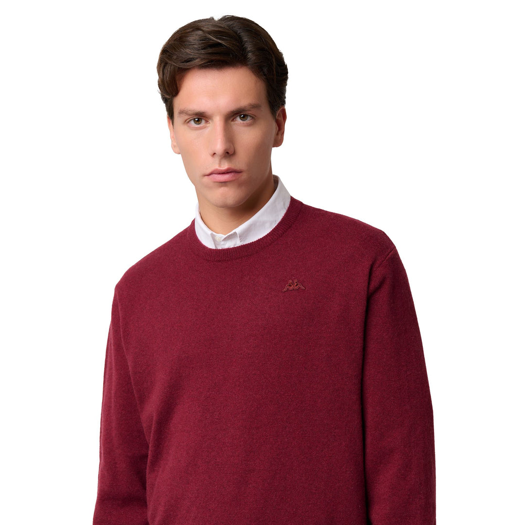 Red Men's Lambswool Knit Pullover with Ribbed Cuffs main