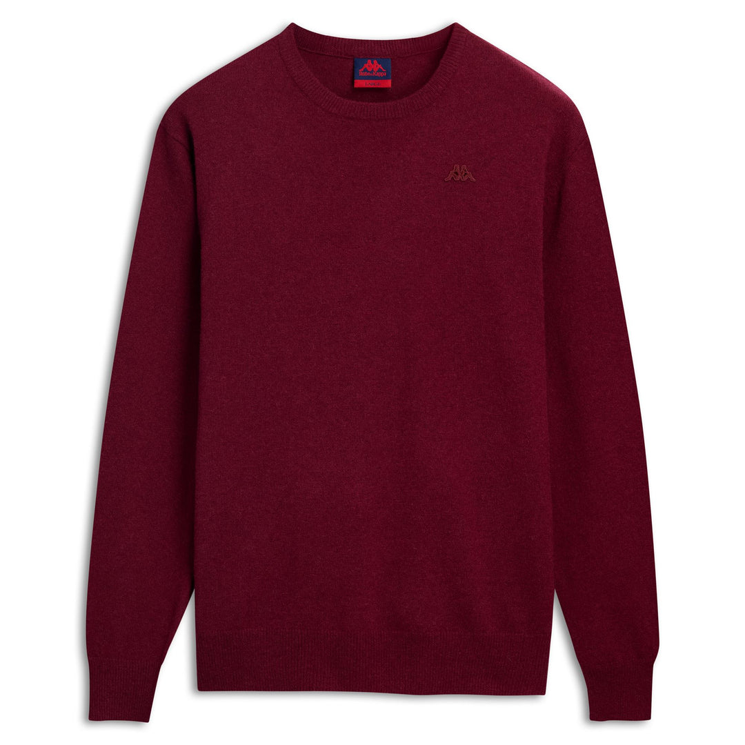 Red Men's Lambswool Knit Pullover with Ribbed Cuffs 01