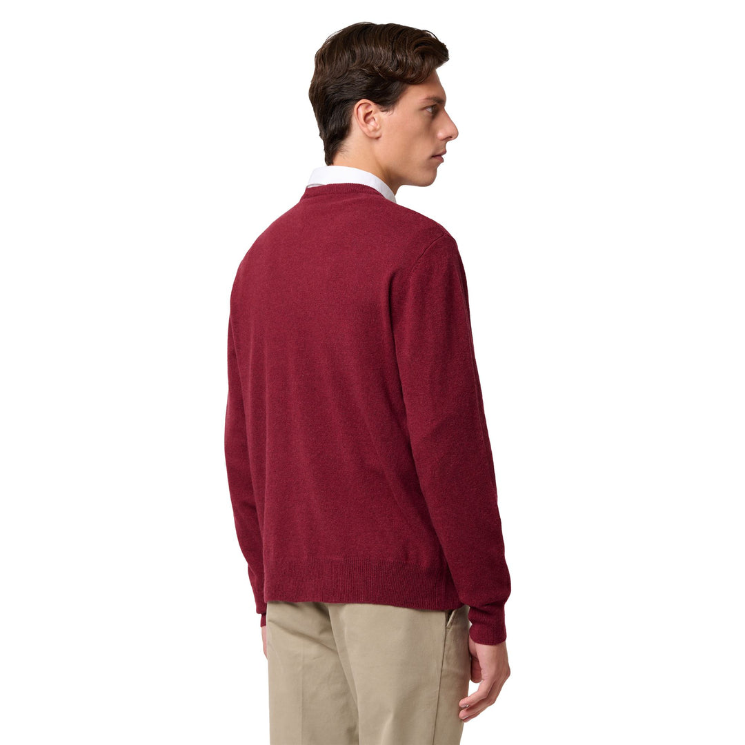 Red Men's Lambswool Knit Pullover with Ribbed Cuffs main