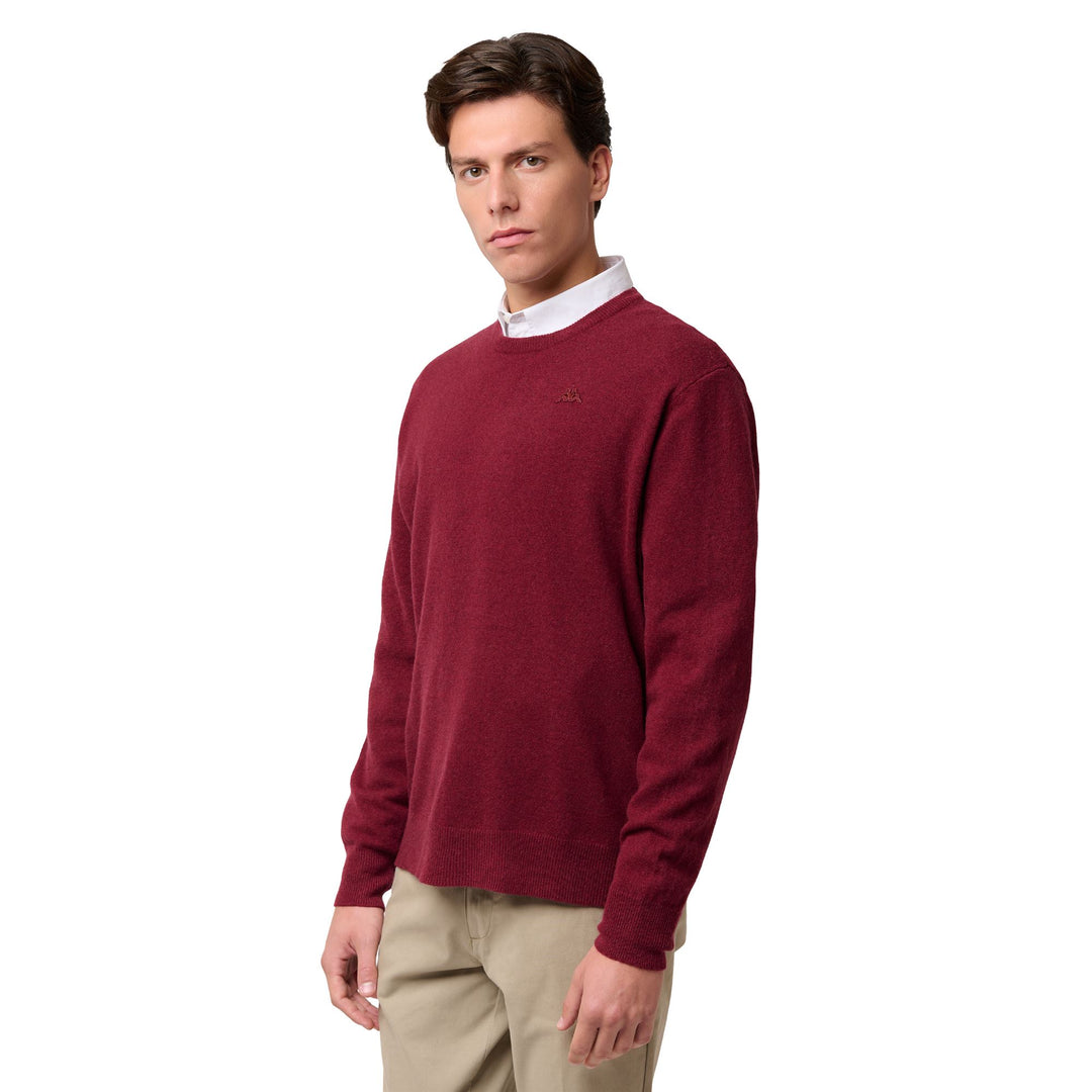 Red Men's Lambswool Knit Pullover with Ribbed Cuffs main